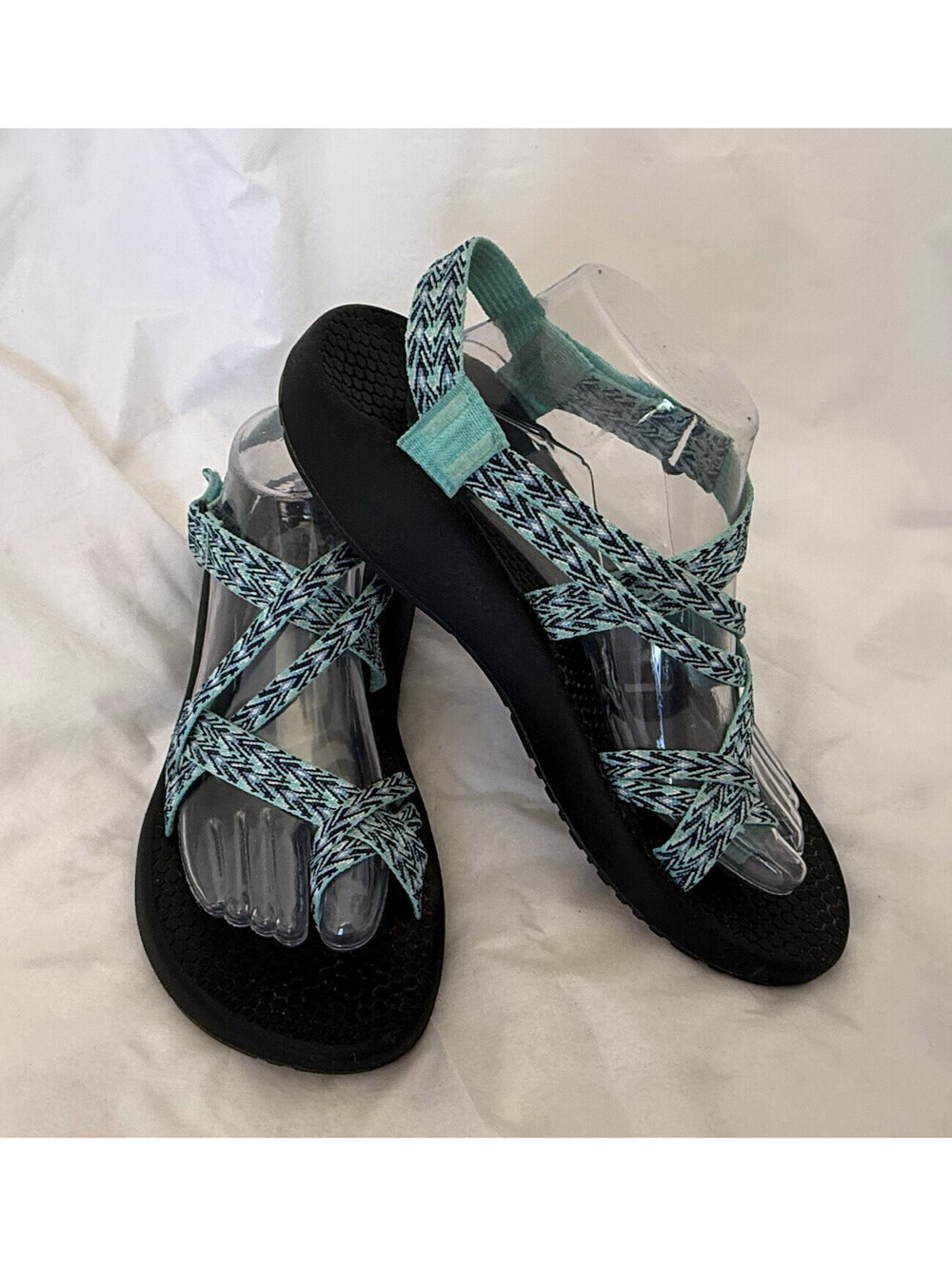 Athletic Works Women's Strappy Sandals Size 11 Toe Loop Adjustable Strap Blues
